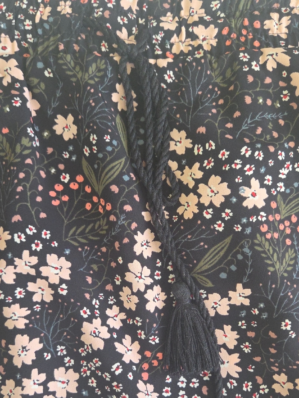 Loft Black & Pink Floral Midi Skirt W/ Pockets Elastic Waistband Summer Large - Picture 3 of 6